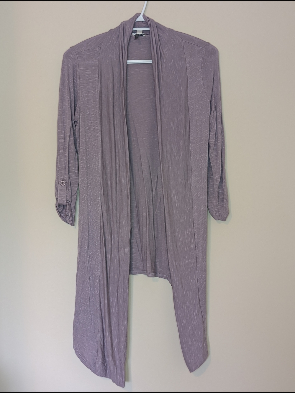 Dynamite Dusty Mauve Lightweight Open-Front Cardigan, Size Small